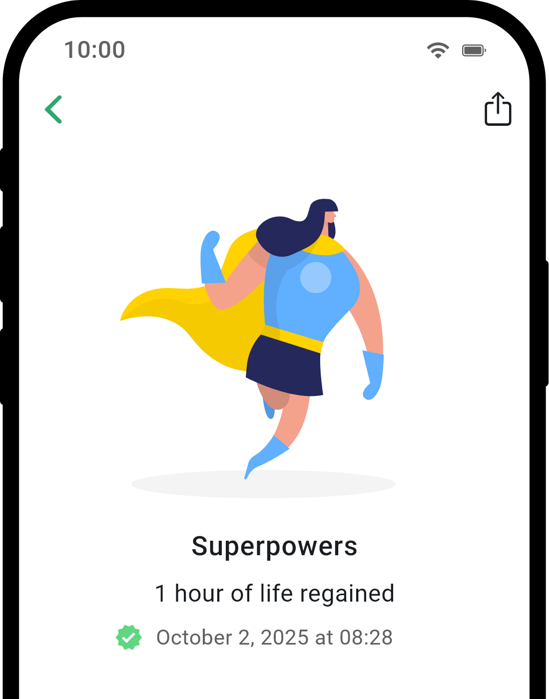 QuitNow app achievement detail screen
