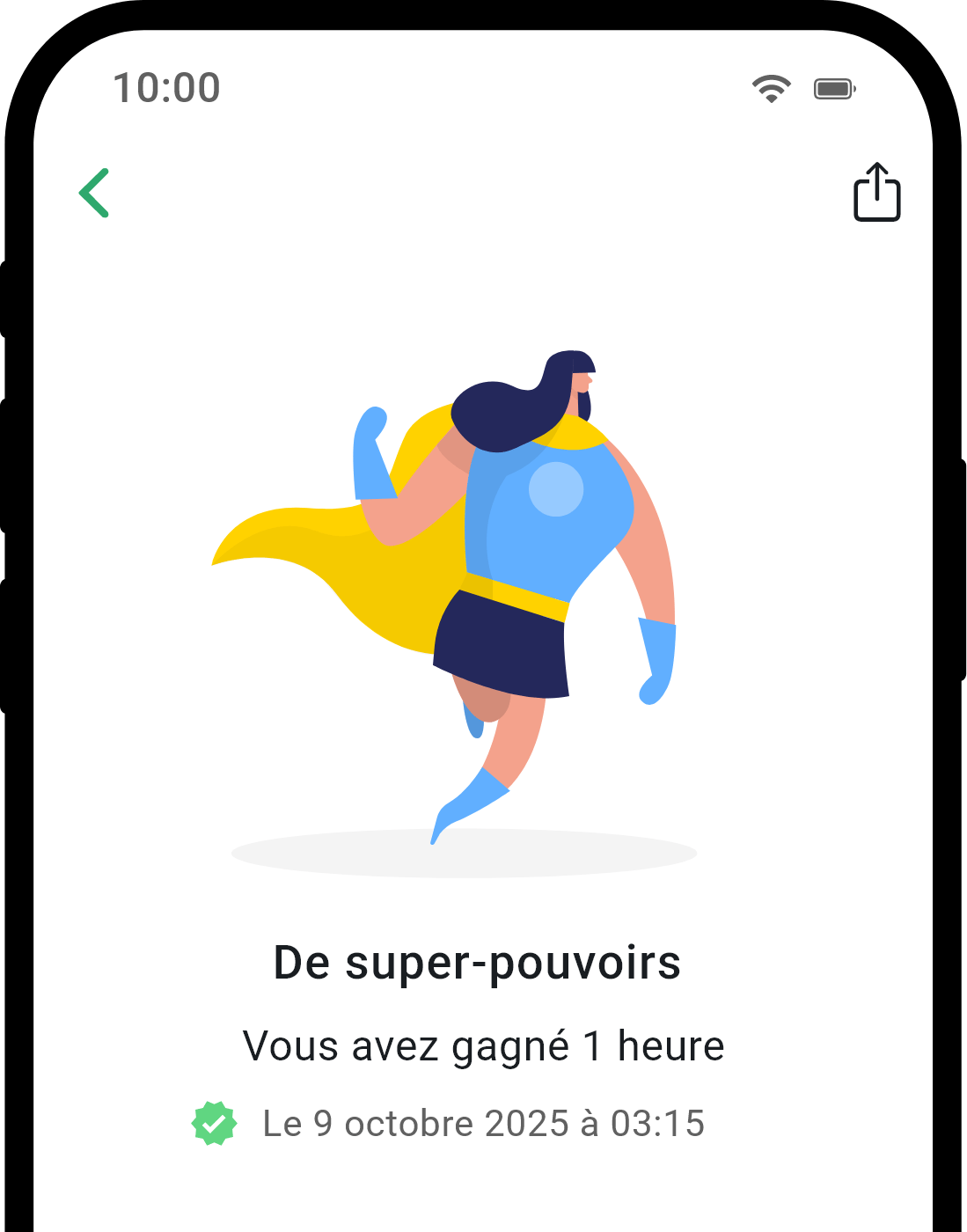 Écran de détail des réalisations de l'application QuitNow