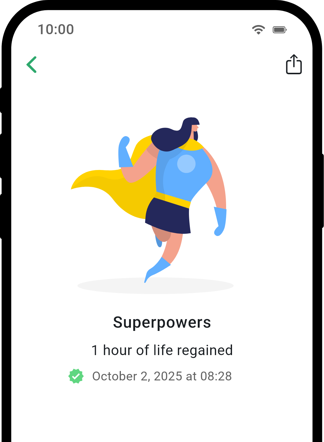 QuitNow app achievement detail screen