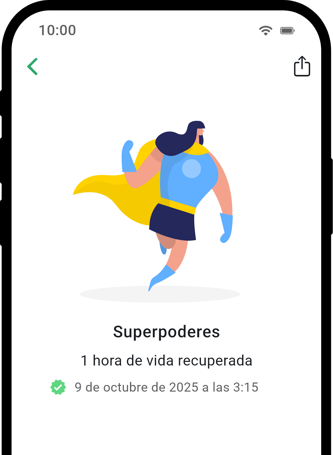 Pantalla de detalle de logro de la aplicación QuitNow
