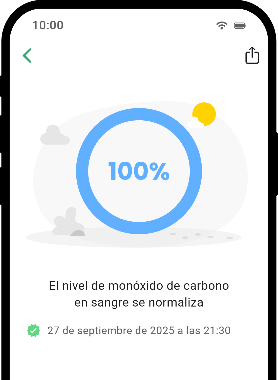 Pantalla de detalle de salud de la aplicación QuitNow