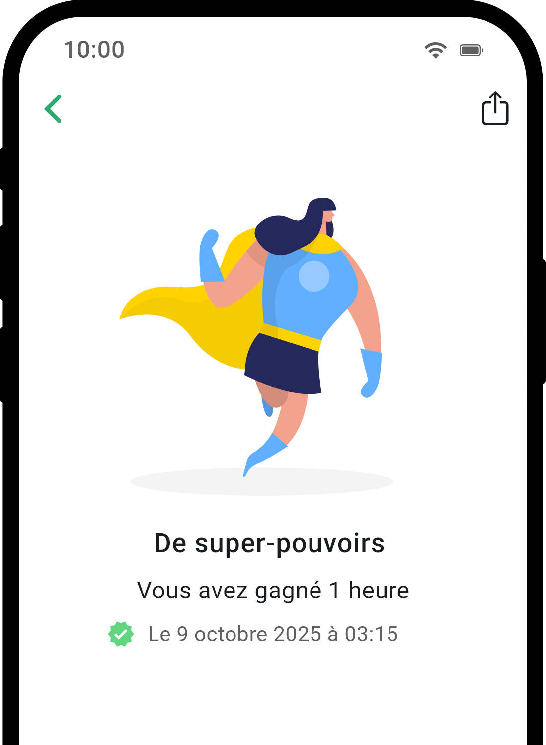Écran de détail des réalisations de l'application QuitNow