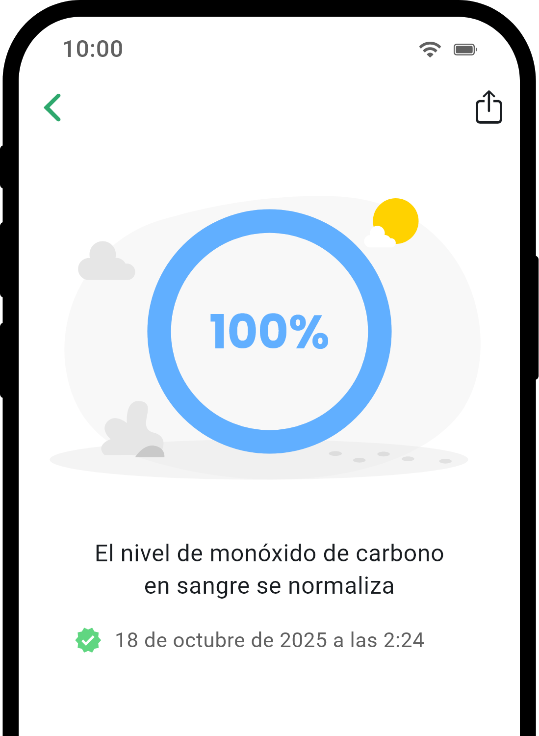 Pantalla de detalle de salud de la aplicación QuitNow