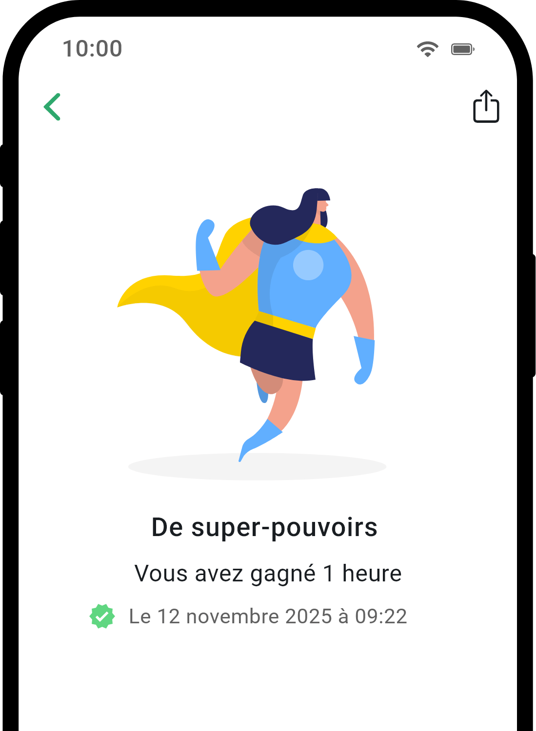 Écran de détail des réalisations de l'application QuitNow