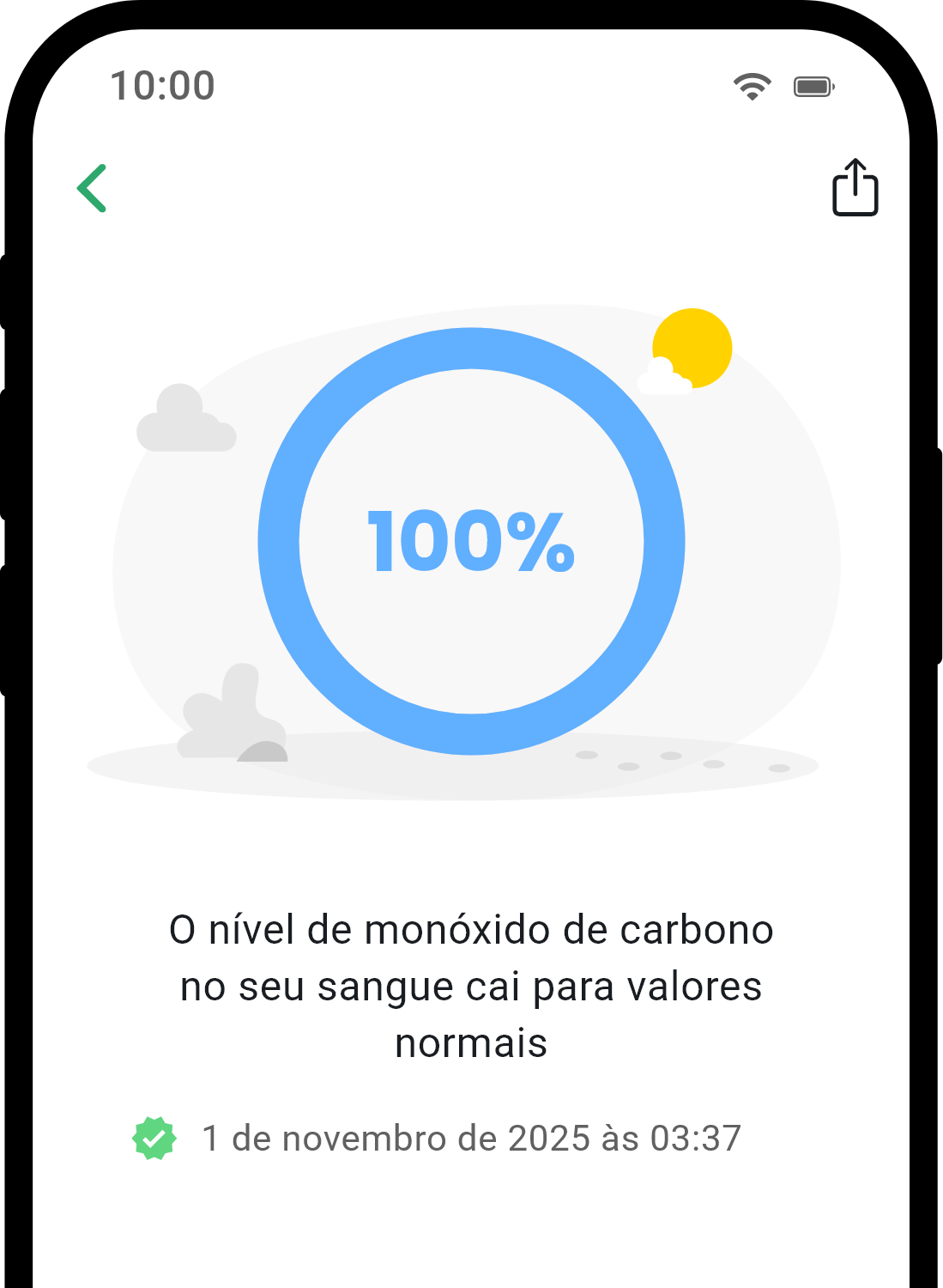 Tela de detalhes de saúde do aplicativo QuitNow