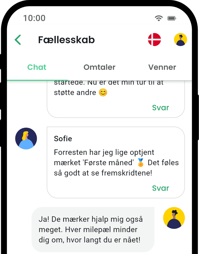 QuitNow app community screen showing user support