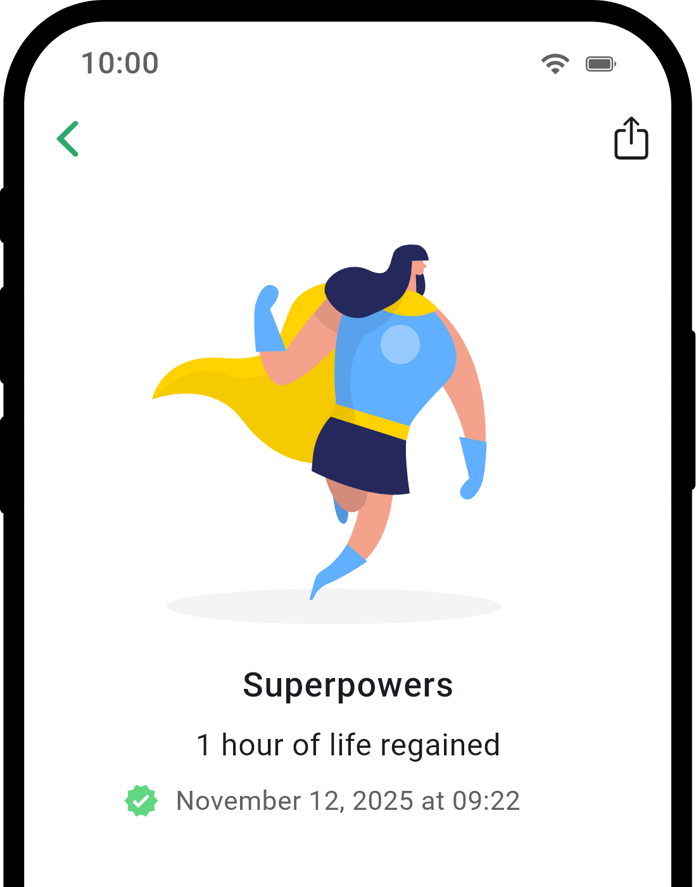 QuitNow app achievement detail screen