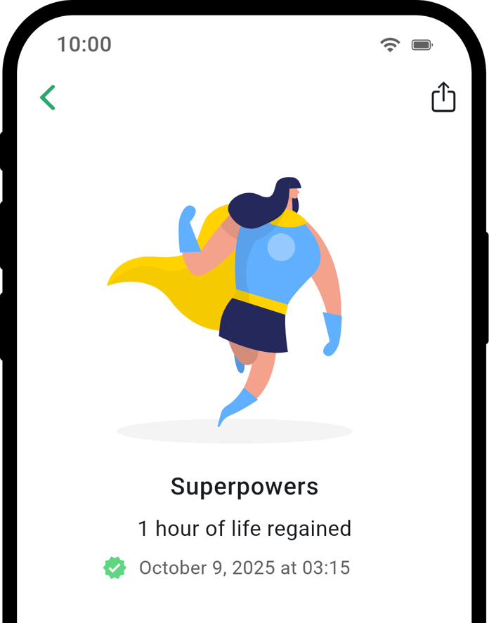 QuitNow app achievement detail screen
