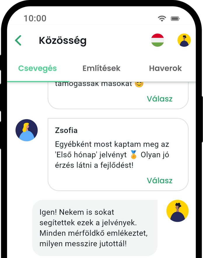 QuitNow app community screen showing user support