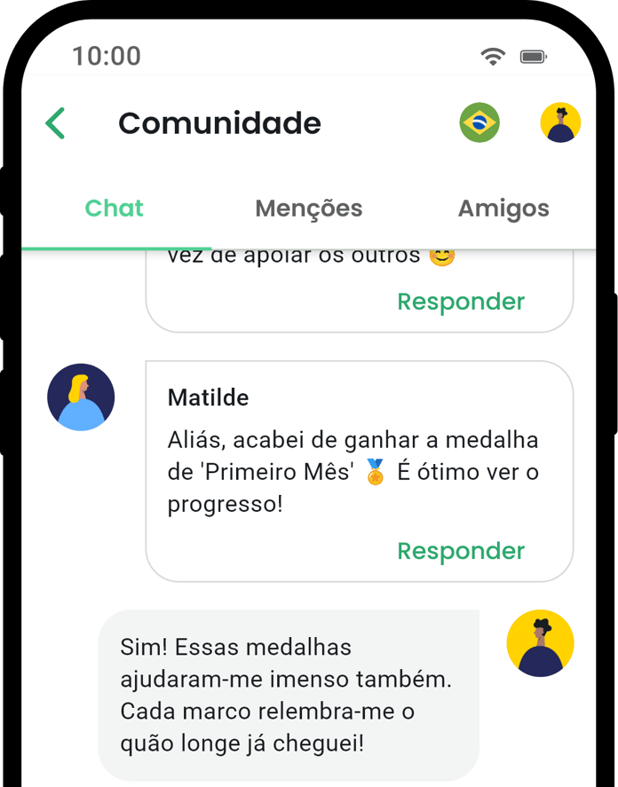 QuitNow app community screen showing user support