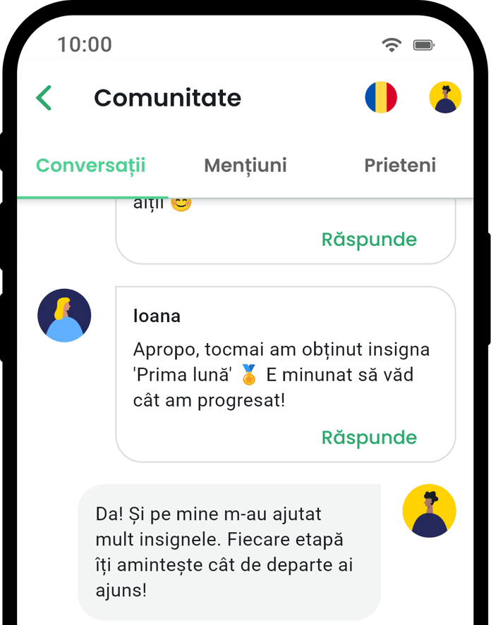 QuitNow app community screen showing user support