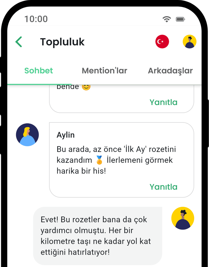 QuitNow app community screen showing user support
